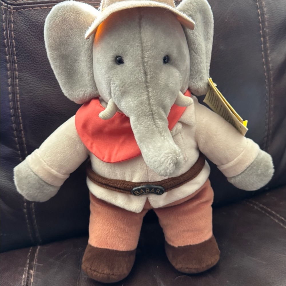 NWT Babar Gund Vintage 1989 Elephant Explorer with Scarf and Hat